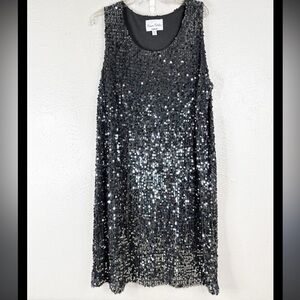 Modern Metallics Avenue Women's Sequin Midi Black Gray Dress Size 18/20